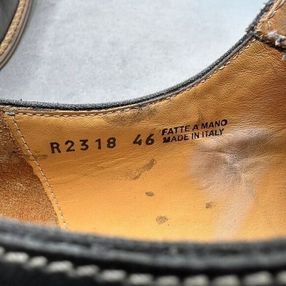 Jose Real Florence Mens Size 46 (US 13) Wingtip Oxford Jet Black Charcoal Veloce - Picture 9 of 10